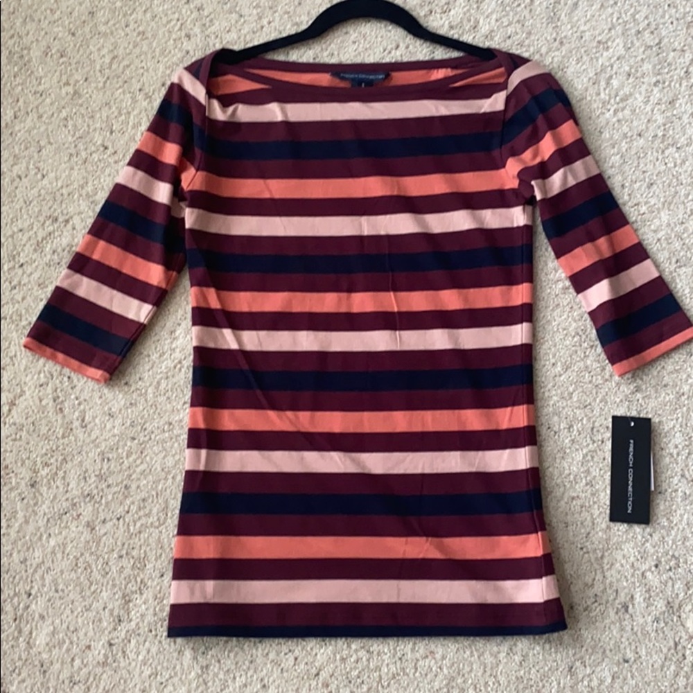 French Connection fitted stripped top. NWT.